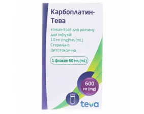 Фото - Карбоплатин-Тева концентрат для р-ра д/инф. 10 мг/мл по 60 мл №1 во флак.