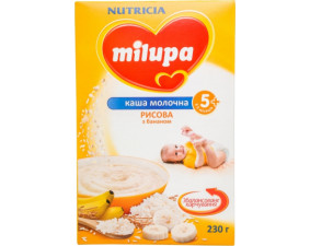 Фото - Каша Milupa (Милупа) молочная рисовая с бананом с 5 месяцев 230г
