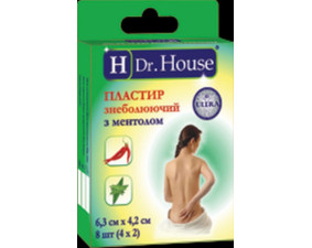 Фото - Лейкопластырь обезболюющий ментол H.Dr.House 10х15см