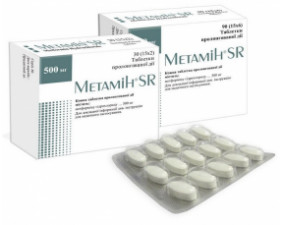 Фото - Метамін SR таблетки прол./д. по 500 мг №30 (15х2)