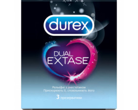 Фото - Презервативы Durex (Дюрекс) Dual Extase рельефные с анестетиком 3шт
