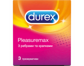 Фото - Презервативы Durex (Дюрекс) Pleasuremax ребристые с точечной структурой 3шт