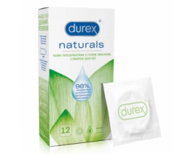 Фото - Презервативи латексні Durex Naturals тонкі з гелем-змазкою, 12 штук