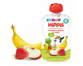 Фото - Пюре HIPP (Хипп) HIPPIS Пюре яблоко, клубника, банан с 4 месяцев 100г