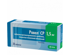 Фото - Равел SR таблетки, в/плів. обол., прол./д. по 1.5 мг №30 (10х3)