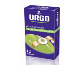 Фото - Пластир мозольний Urgo Коріцид для видалення сухих мозолів і натоптишів по 32 мг, 12 штук