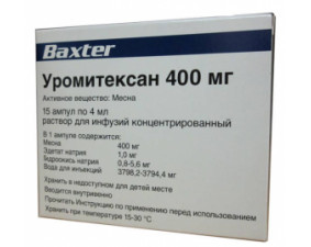 Фото - Уромітексан 400 мг розчин д/ін. 100 мг/мл (400 мг) по 4 мл №15 в амп.