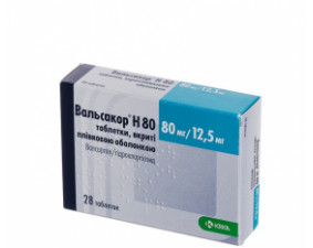 Фото - Вальсакор H 80 таблетки, в/плів. обол. по 80 мг/12.5 мг №28 (14х2)