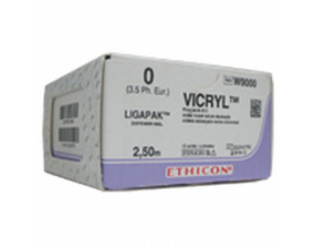 Фото - Вікрил №0 фіолетовий. 75см голка колюча 36мм