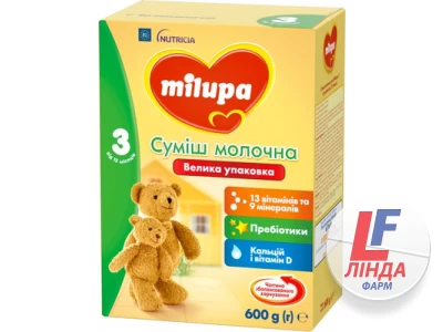 Сухая молочная смесь Milupa 3 для детей с 12 месяцев, 600 г-0