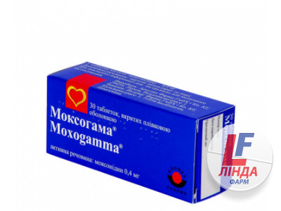 Моксогама таблетки, в/плів. обол. по 0.4 мг №30 (10х3)-0