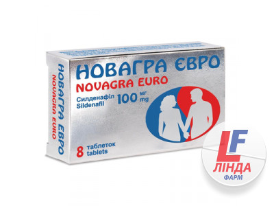 Новагра євро таблетки, в/плів. обол. по 100 мг №8 (4х2)-0