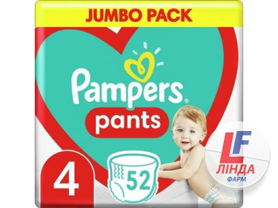 Подгузники-трусики детские Pampers Pants размер 4, 9-15 кг, 52 штуки-0