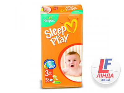 Підгузки дитячі Pampers Sleep & Play розмір 3, 6-10 кг, 58 штук-0