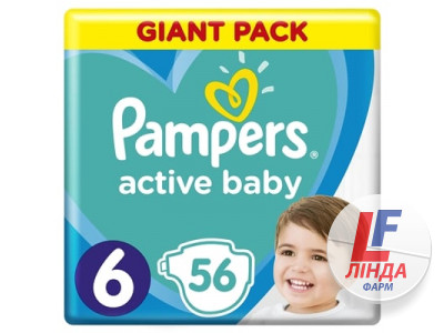 Подгузники детские Pampers Active Baby размер 6, 13-18 кг, 56 штук-0