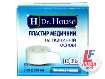 Пластырь Dr. House (Доктор Хаус) медицинский на тканной основе в бумажной упаковке размер 3см x 500см 1шт-0