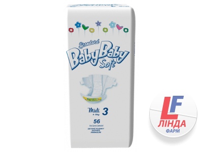 Підгузки для дітей BabyBaby Soft (БебіБебі Софт) Standart Midi розмір 3 (4-9 кг) №56-0