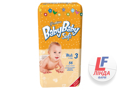 Підгузки для дітей BabyBaby Soft (БебіБебі Софт) Premium Midi розмір 3 (4-9 кг) №56-0