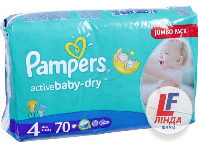 Подгузники для детей Pampers Active Baby-dry Maxi 4 №70 7-14кг-0