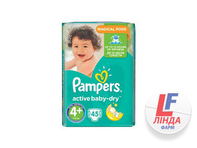 Подгузники для етей Pampers Active Baby Maxi Plus размер 4+ (10-15кг) №45-0