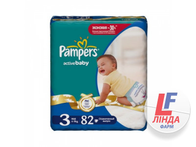 Подгузники для детей Pampers Active Baby Midi размер 3 (6-10кг) №82-0
