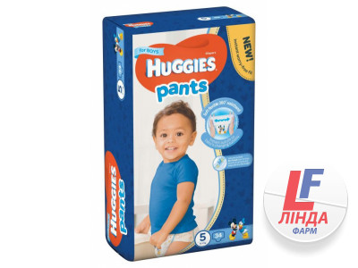 Подгузники-трусики для детей HUGGIES (Хаггис) Pants (Пентс) размер 5 для мальчиков от 12 до 17кг №34-0