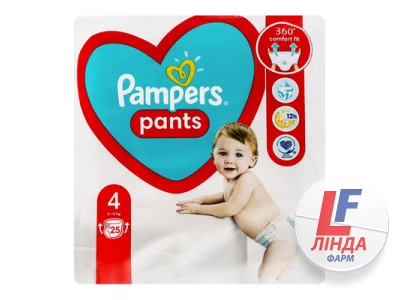 Подгузники-трусики детские Pampers Pants размер 4, 9-15 кг, 25 штук-0