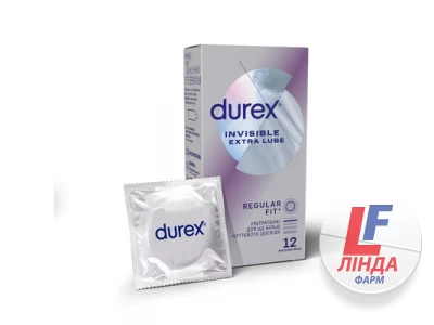 Презервативи латексні Durex Invisible Extra Lube з додатковою змазкою, 12 штук-0