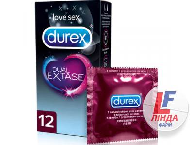 Презервативи Durex (Дюрекс) Dual Extase рельєфні з анестетиком 12шт-0
