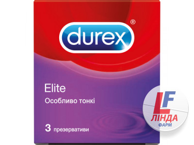 Презервативи латексні Durex Elite особливо тонкі, 3 штуки-0