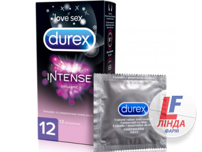 Презервативи Durex (Дюрекс) Intense Orgasmic рельєфні зі стимулюючим гелем-мастилом 12шт-0