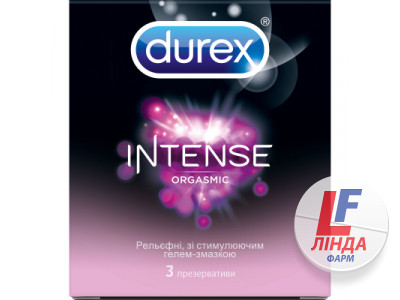 Презервативы Durex (Дюрекс) Intense Orgasmic рельефные со стимулирующим гелем-смазкой 3шт-0
