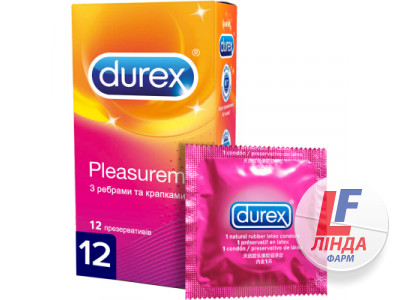 Презервативи латексні Durex Pleasuremax з ребрами і точками, 12 штук-0