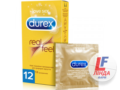 Презервативи з синтетичного латексу Durex Real Feel натуральні відчуття, 12 штук-0