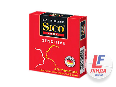 Презервативи Sico Sensitive контурні, анатомічної форми, 3 штуки-0