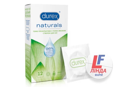 Презервативи латексні Durex Naturals тонкі з гелем-змазкою, 12 штук-0