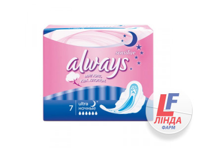 Прокладки гігієнічні Always Ultra Sensitive Night, 6 крапель, 4 розмір, 7 штук-0
