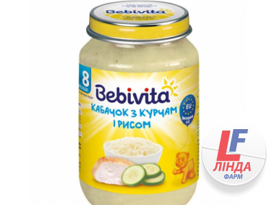 Пюре Bebivita (Бебівіта) кабачок, курча, рис з 8 місяців 220г-0