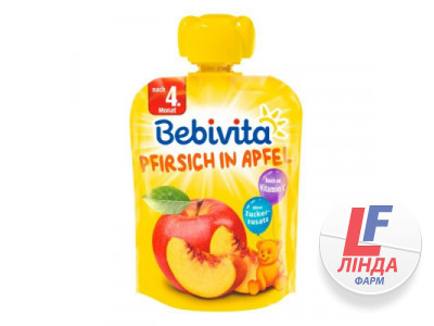 Пюре Bebivita (Бебівіта) персик, яблуко з 4 місяців 90г-0