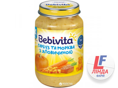 Пюре Bebivita (Бебівіта) гарбуз, морква, яловичина з 4 місяців 190г-0