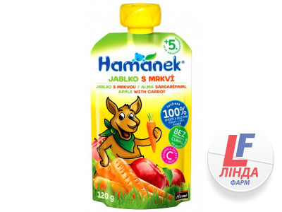 Hamanek (Хаманек) Pouch Пюре фруктове яблуко та морква 120г-0
