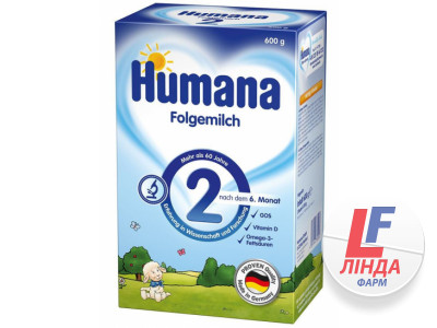 Суміш суха молочна Humana 2 (Хумана) 6-12 місяців, 600г-0