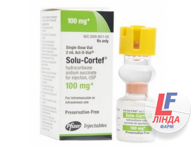 Солу-кортеф порошок для р-ну д/ін. по 100 мг №1 у флак. з р-ком типу Act-O-Vial-0