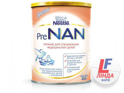 Суха молочна суміш PreNAN для недоношених дітей та дітей з малою вагою, 400 г-0