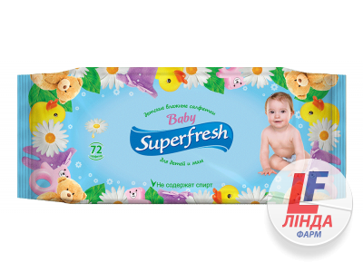 Серветки вологі Superfresh, для дітей та мам, 72 штук-0