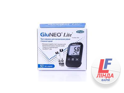 Тест-смужка для визначення глюкози у крові Gluneo Lite №50-0