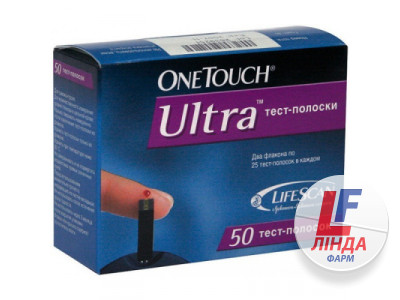 Тест-смужки One Touch Ultra для глюкометра 2 флакона по 25 штук-0