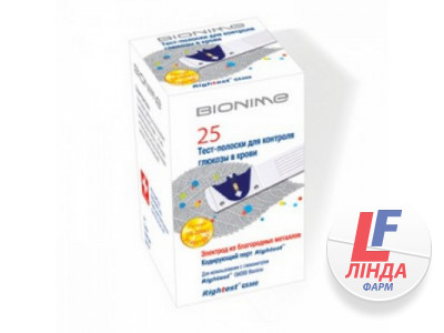 Тест-смужки Bionime Rightest GS300 для глюкометра, 25 штук-0