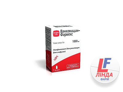 Ванкоміцин-Фармекс ліофілізат для р-ну д/інф. по 1000 мг №1 у флак.-0