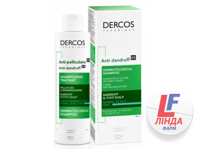 Vichy Dercos (Виши Деркос) Шампунь усиленного действия от перхоти для нормальных и жирных волос 200мл-1